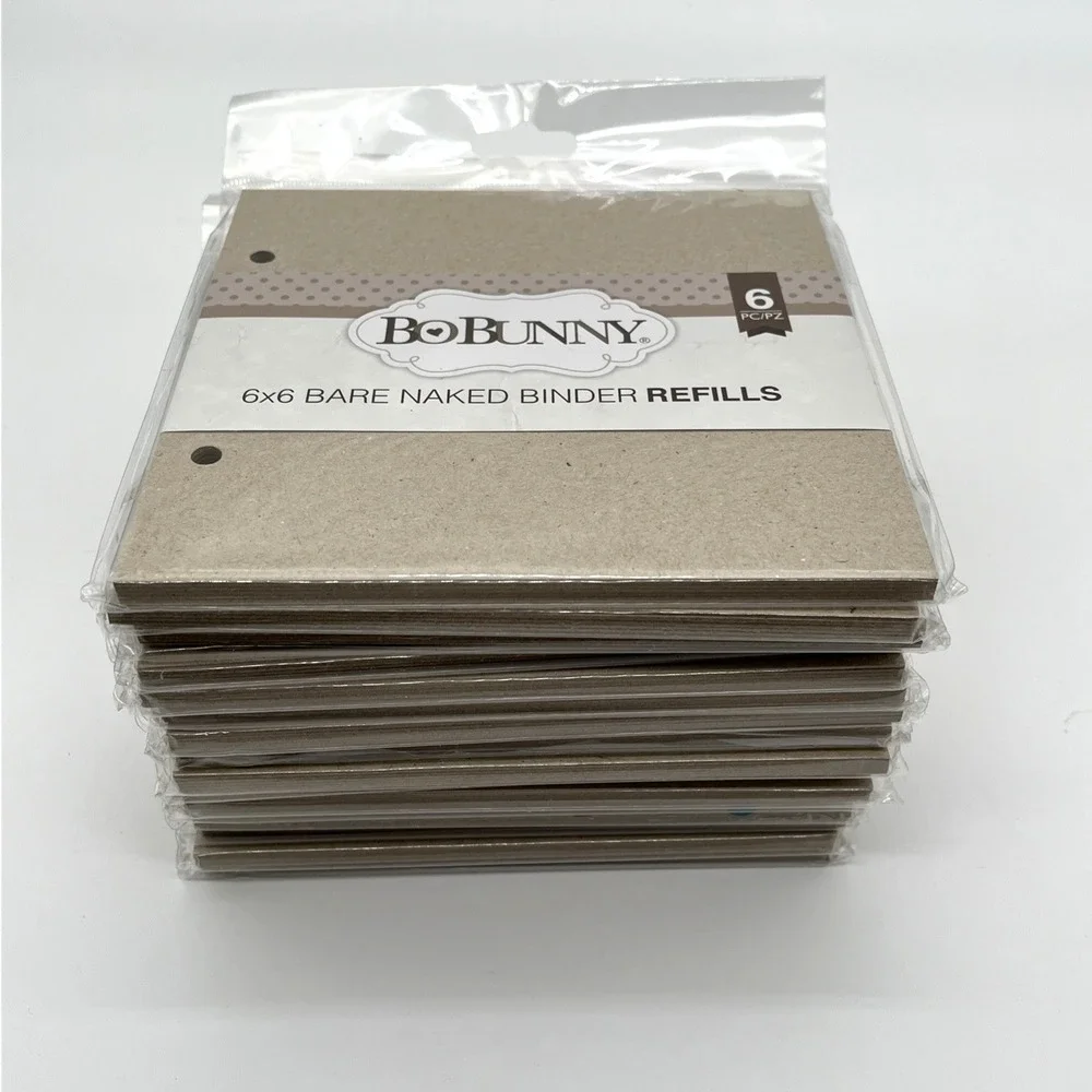 16 x BoBunny 6x6 Bare Naked Binder Refills Chipboard Pages 2-Hole Scrapbooking